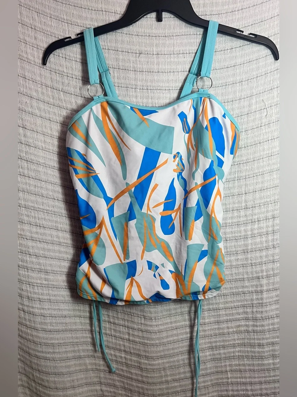 Women's Aqua Abstract Print Tankini Top